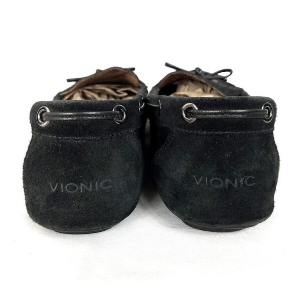Vionic Virginia Black Suede Leather Moccasin Comfort Loafer Flats Size 8 - Picture 4 of 7